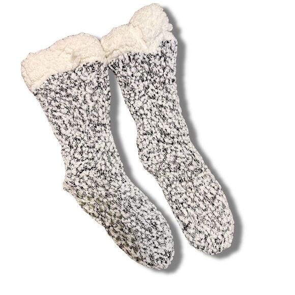 Women's Cozy Sherpa Lined Slipper Socks Sequin Non-Slip Grippers - Picture 1 of 3